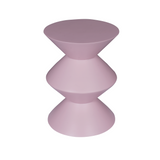 Bijzettafel - Roze Mangohout - Gestapeld Geometrisch Design - 33 cm