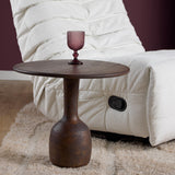Ronde Bijzettafel - 50 cm - Bruin Mangohout - Modern Kelkdesign