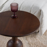 Ronde Bijzettafel - 50 cm - Bruin Mangohout - Modern Kelkdesign