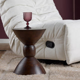 Ronde Bijzettafel - 40 cm Hoog - Bruin Mangohout - Zandloper Design