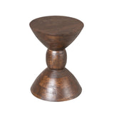 Ronde Bijzettafel - 40 cm Hoog - Bruin Mangohout - Zandloper Design