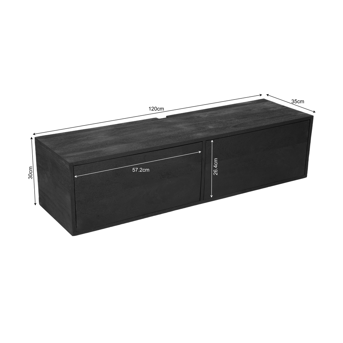 Zwevend tv meubel Vision Black | 120 cm