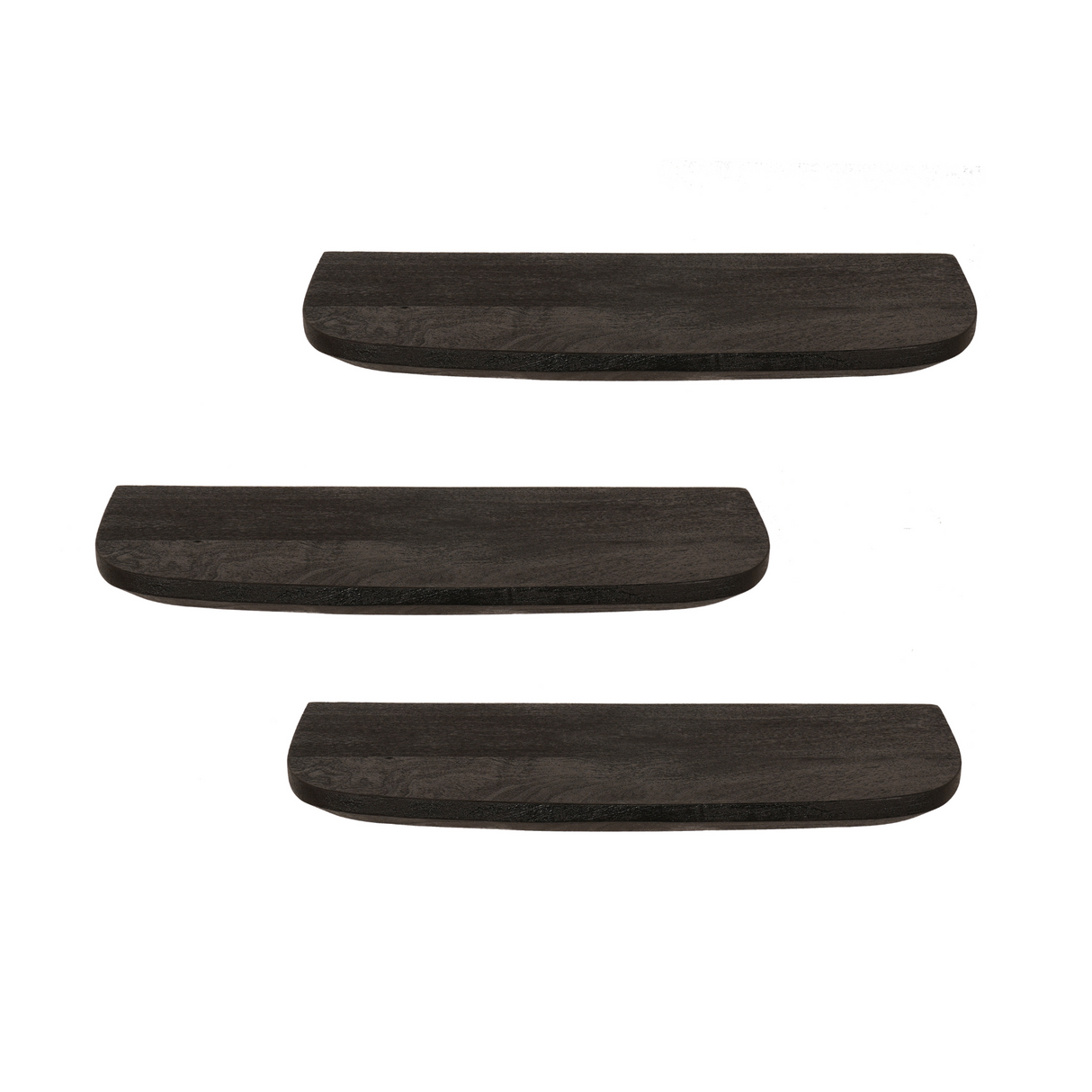 Wandplank Zwart Mangohout - Set van 3 - 60 cm