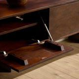 Zwevend TV-meubel - 120 cm - Bruin Mangohout - Greeploos - Push-to-Open