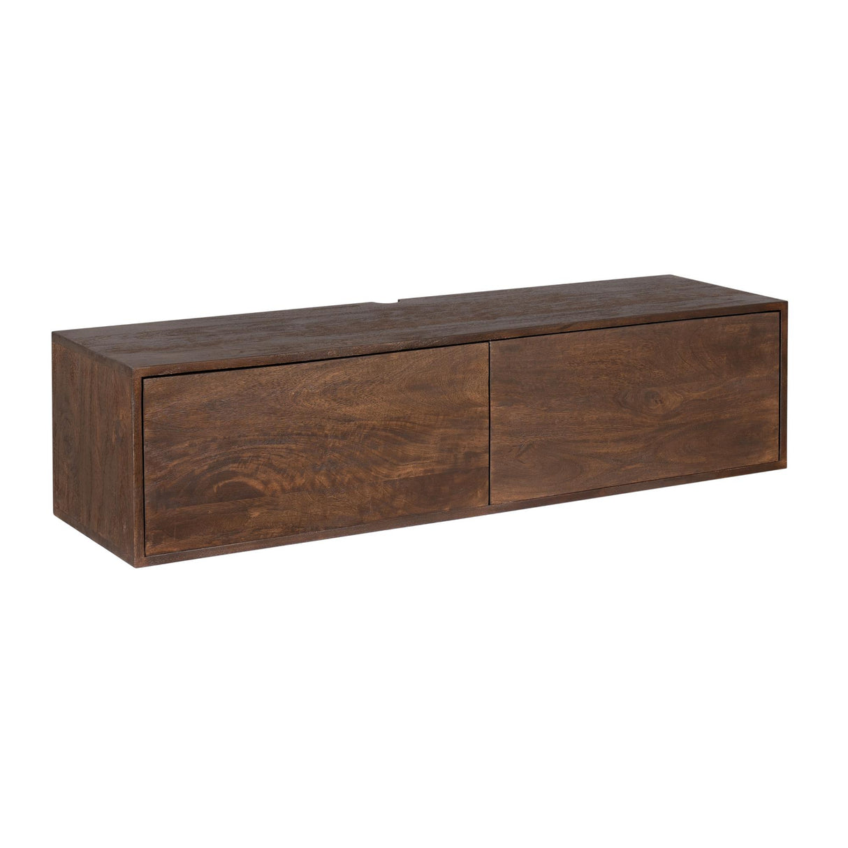 Zwevend TV-meubel - 120 cm - Bruin Mangohout - Greeploos - Push-to-Open