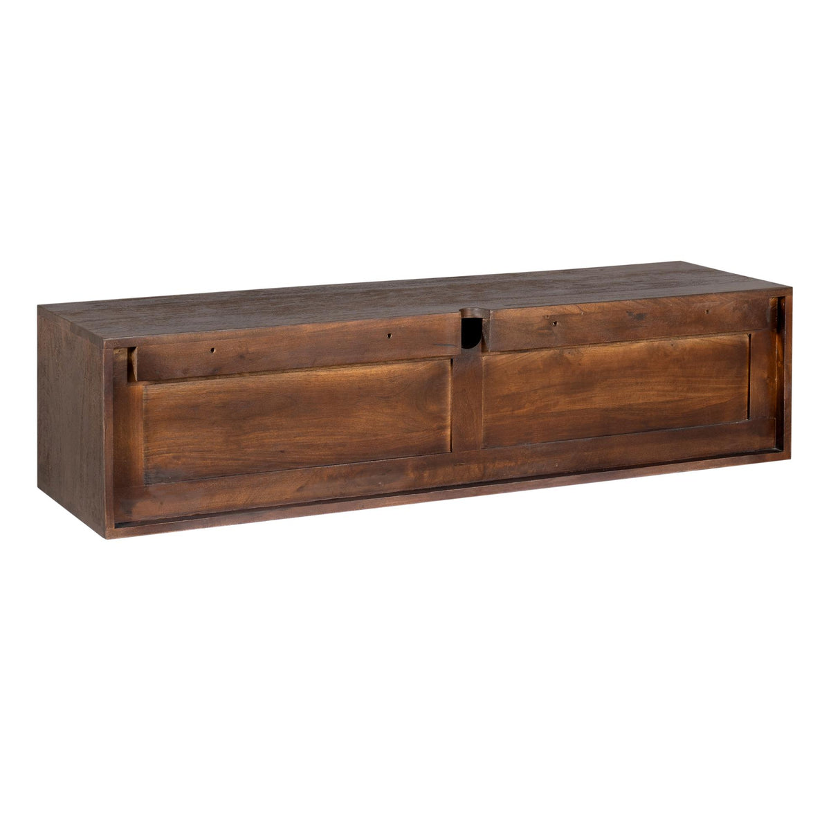 Zwevend TV-meubel - 120 cm - Bruin Mangohout - Greeploos - Push-to-Open