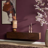 Zwevend TV-meubel - 160 cm - Bruin Mangohout - Greeploos - Push-to-Open