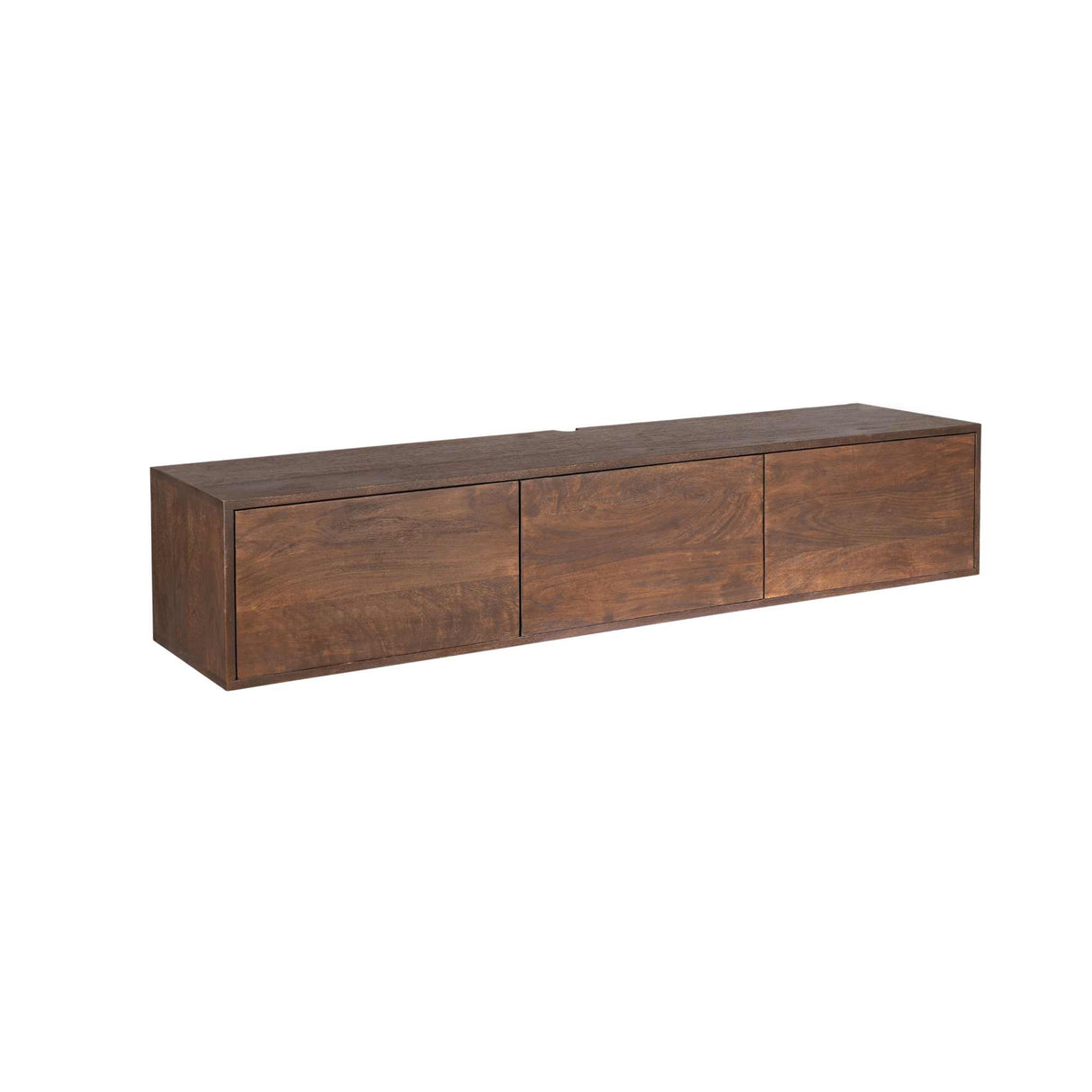 Zwevend TV-meubel - 160 cm - Bruin Mangohout - Greeploos - Push-to-Open