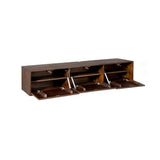 Zwevend TV-meubel - 160 cm - Bruin Mangohout - Greeploos - Push-to-Open