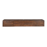 Zwevend TV-meubel - 200 cm - Bruin Mangohout - Greeploos - Push-to-Open