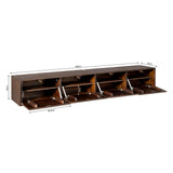 Zwevend TV-meubel - 200 cm - Bruin Mangohout - Greeploos - Push-to-Open