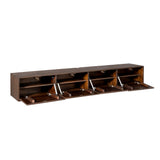 Zwevend TV-meubel - 200 cm - Bruin Mangohout - Greeploos - Push-to-Open