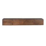 Zwevend TV-meubel - 240 cm - Bruin Mangohout - Greeploos - Push-to-Open