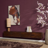 Zwevend TV-meubel - 240 cm - Bruin Mangohout - Greeploos - Push-to-Open
