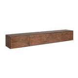Zwevend TV-meubel - 240 cm - Bruin Mangohout - Greeploos - Push-to-Open