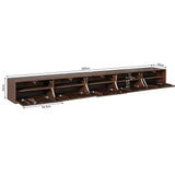 Zwevend TV-meubel - 280 cm - Bruin Mangohout - Greeploos - Push-to-Open