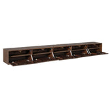 Zwevend TV-meubel - 280 cm - Bruin Mangohout - Greeploos - Push-to-Open