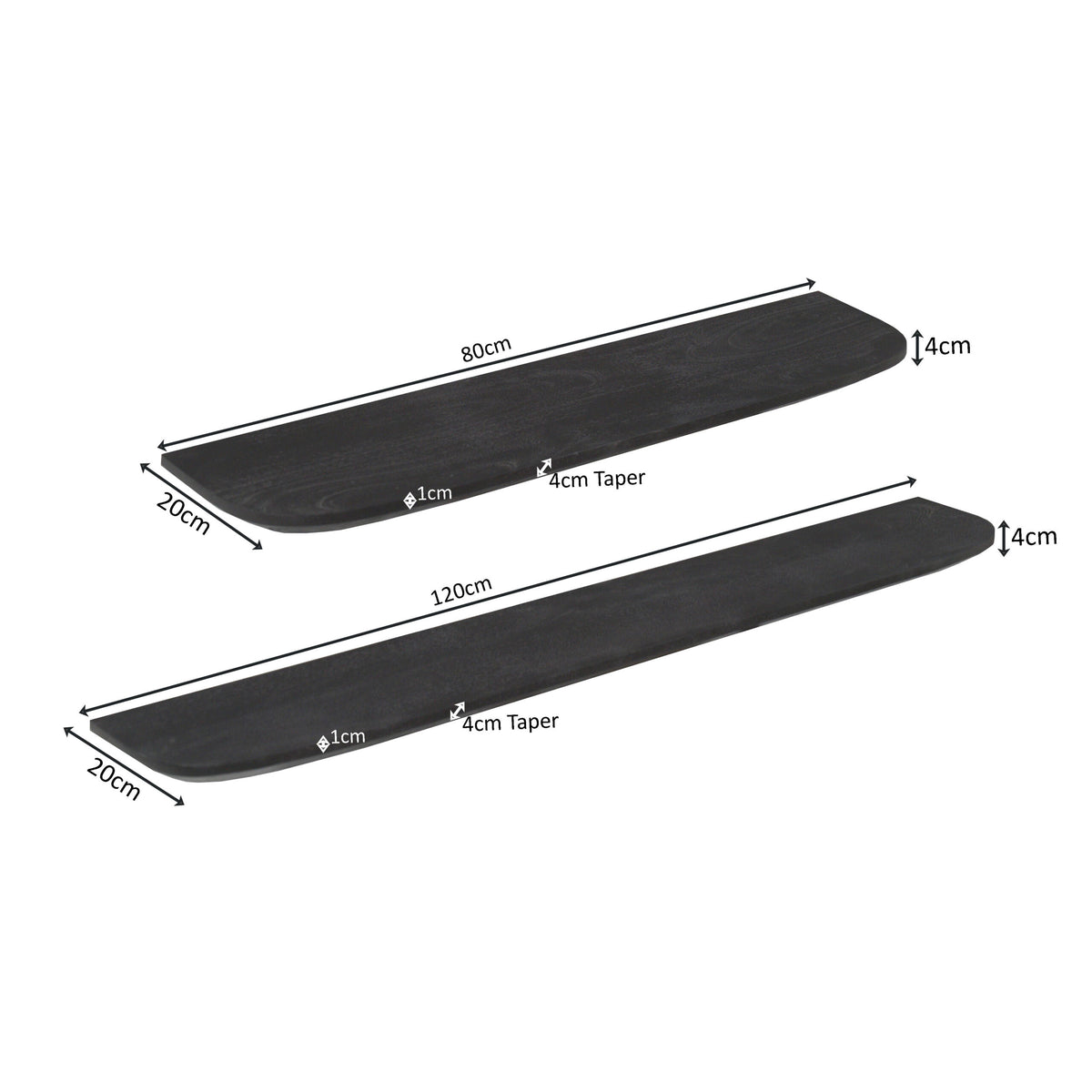 Wandplank Gusta Zwart Mangohout 120 cm