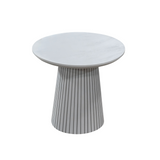 Ronde Salontafel - Taupe Mangohout - 50 cm - Lattenpatroon op Zuilpoot