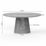 Ronde Salontafel - Taupe Mangohout - 80 cm - Lattenpatroon op Zuilpoot