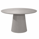 Ronde Eettafel - Taupe Mangohout - 130 cm - Lattenpatroon op Zuilpoot