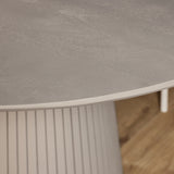 Ronde Eettafel - Taupe Mangohout - 150 cm - Lattenpatroon op Zuilpoot