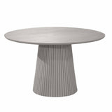 Ronde Eettafel - Taupe Mangohout - 130 cm - Lattenpatroon op Zuilpoot