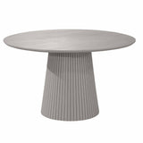 Ronde Eettafel - Taupe Mangohout - 150 cm - Lattenpatroon op Zuilpoot