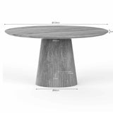 Ronde Eettafel - Taupe Mangohout - 150 cm - Lattenpatroon op Zuilpoot