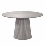 Ronde Eettafel - Taupe Mangohout - 150 cm - Lattenpatroon op Zuilpoot