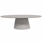 Ovale Eettafel - Taupe Mangohout - 210 cm - Lattenpatroon op Zuilpoot