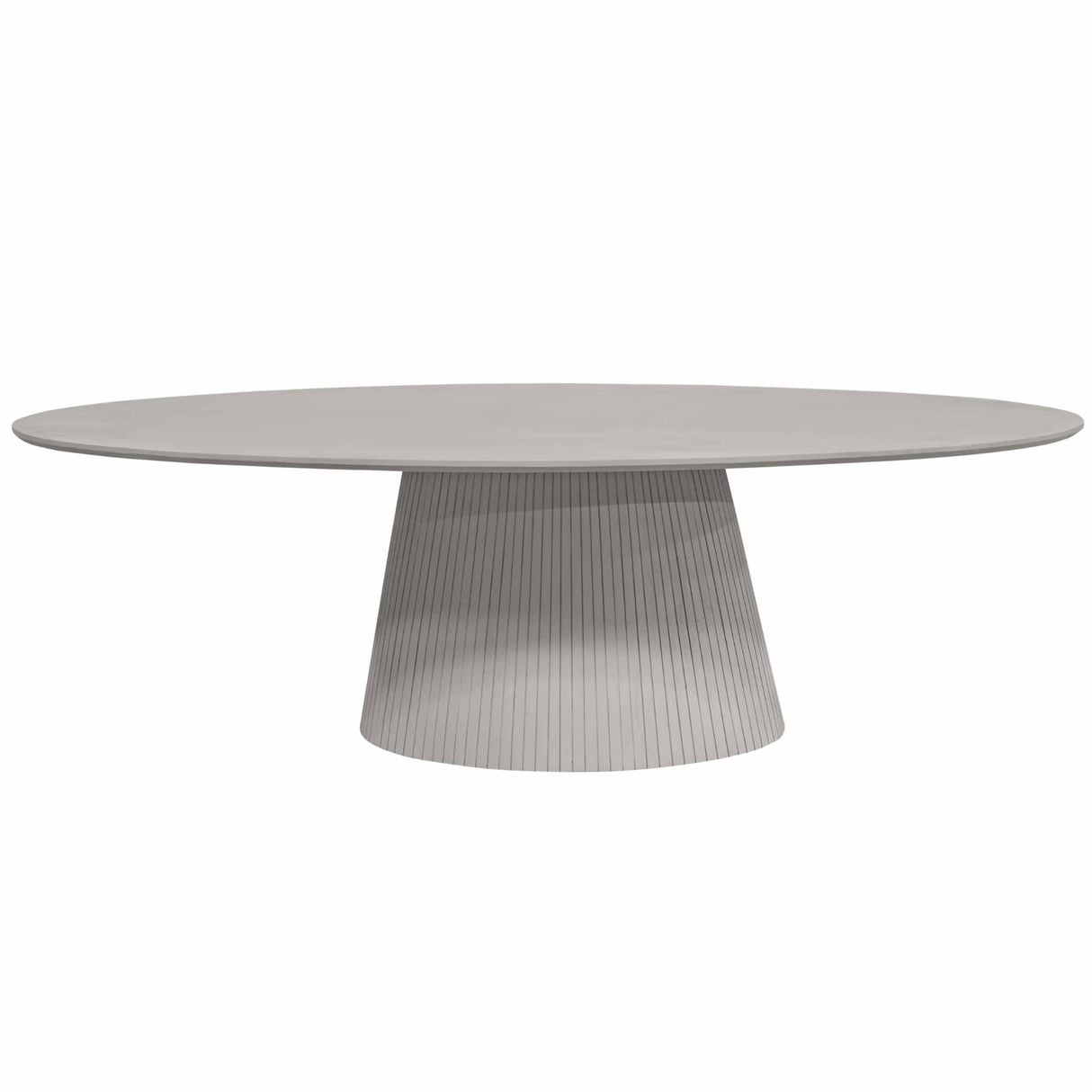 Ovale Eettafel - Taupe Mangohout - 210 cm - Lattenpatroon op Zuilpoot