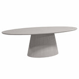 Ovale Eettafel - Taupe Mangohout - 210 cm - Lattenpatroon op Zuilpoot