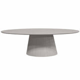 Ovale Eettafel - Taupe Mangohout - 240 cm - Lattenpatroon op Zuilpoot