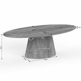 Ovale Eettafel - Taupe Mangohout - 240 cm - Lattenpatroon op Zuilpoot