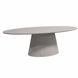Ovale Eettafel - Taupe Mangohout - 240 cm - Lattenpatroon op Zuilpoot