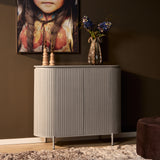 Kabinetkast - Taupe Mangohout - 115 cm - Verticaal Lattenpatroon