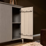 Kabinetkast - Taupe Mangohout - 115 cm - Verticaal Lattenpatroon