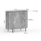 Kabinetkast - Taupe Mangohout - 115 cm - Verticaal Lattenpatroon