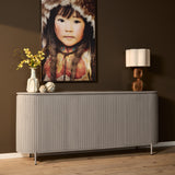 Dressoir - Taupe - Mangohout - 210 cm - 4 Deuren