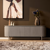 Tv-meubel - Taupe Mangohout - 165 cm - Verticaal Lattenpatroon