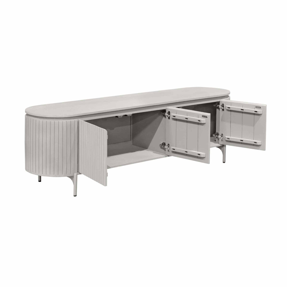 Tv-meubel - Taupe Mangohout - 165 cm - Verticaal Lattenpatroon