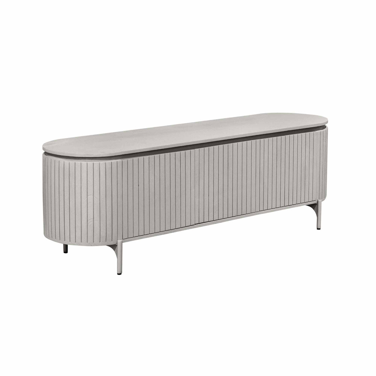 Tv-meubel - Taupe Mangohout - 165 cm - Verticaal Lattenpatroon