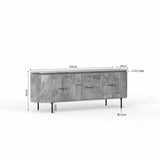 Tv-meubel - Taupe Mangohout - 165 cm - Verticaal Lattenpatroon