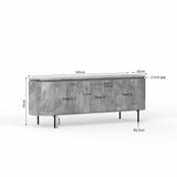 Tv-meubel - Taupe Mangohout - 165 cm - Verticaal Lattenpatroon