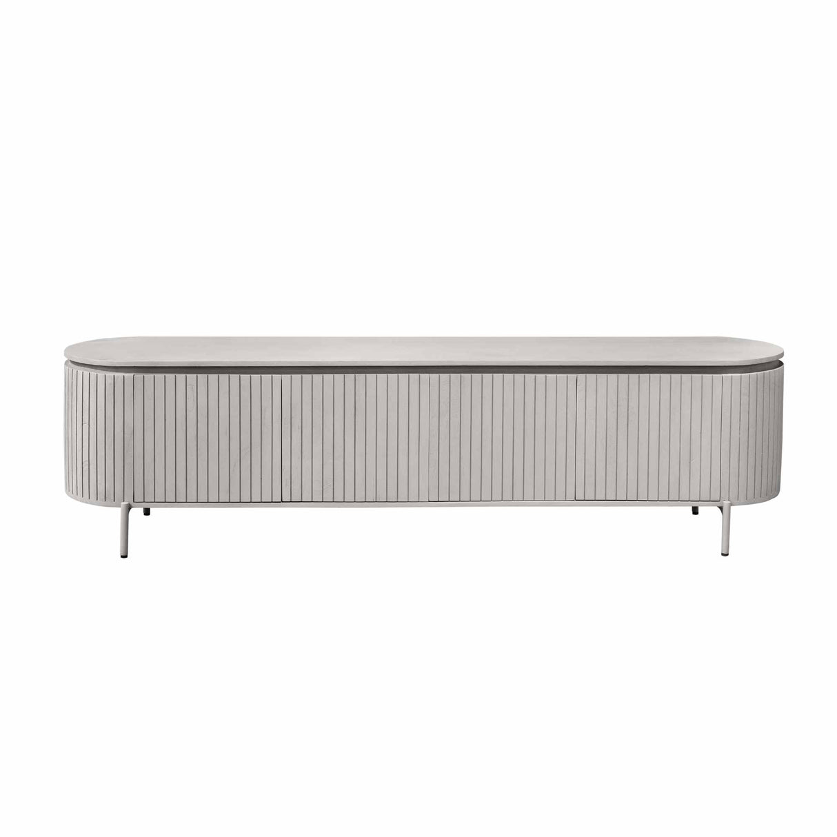 Tv-meubel - Taupe Mangohout - 210 cm - Verticaal Lattenpatroon