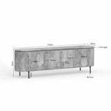 Tv-meubel - Taupe Mangohout - 210 cm - Verticaal Lattenpatroon