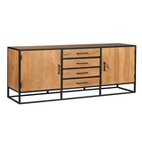 Dressoir - Naturel - Mangohout - Metaal - 210 cm - 2 Deuren - 4 Lades