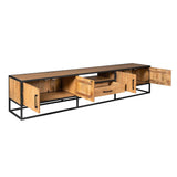 Tv-meubel - Naturel - Mangohout - Metaal - 240 cm - 4 Deuren & 1 Lade