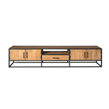Tv-meubel - Naturel - Mangohout - Metaal - 240 cm - 4 Deuren & 1 Lade